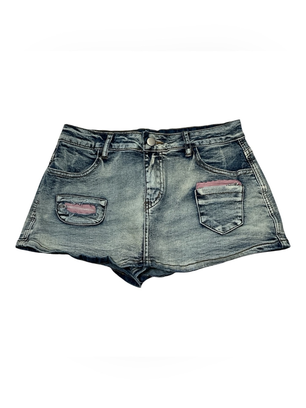 Skirt Low Rise Mini Bodycon Cargo Denim Jean Skirt‎ with Pocket Sz L